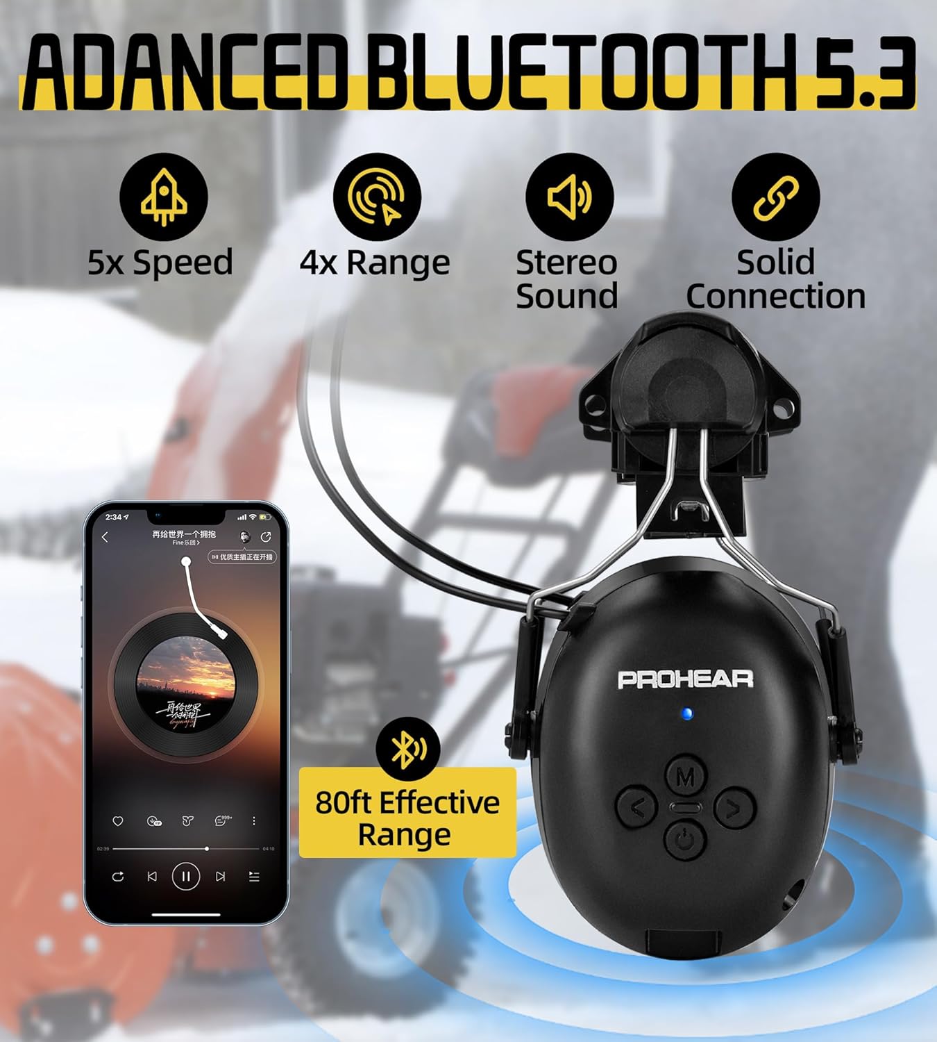 PROHEAR Bluetooth Hearing Protection Headphones – Attaches To Hard Hats, 40H Playtime, SNR 30dB