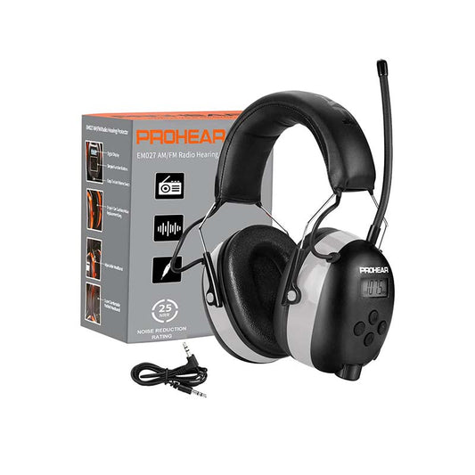 PROHEAR 027 AM FM Digital Ear Protection 25dB NRR Audio Ear Muffs- Grey