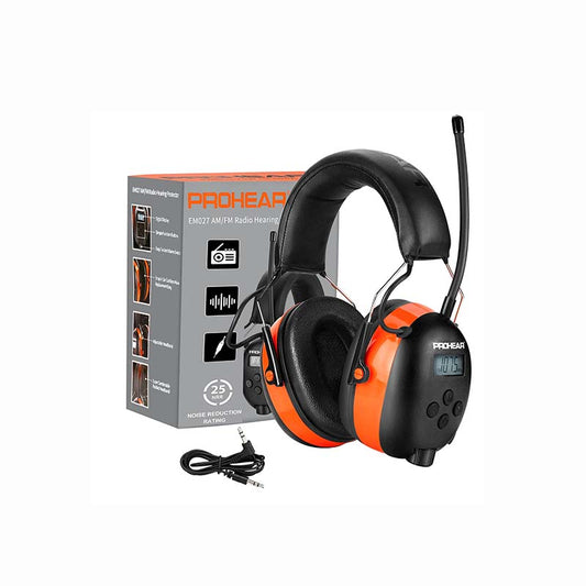 PROHEAR 027 AM FM Radio Headphones with Digital Display- Orange