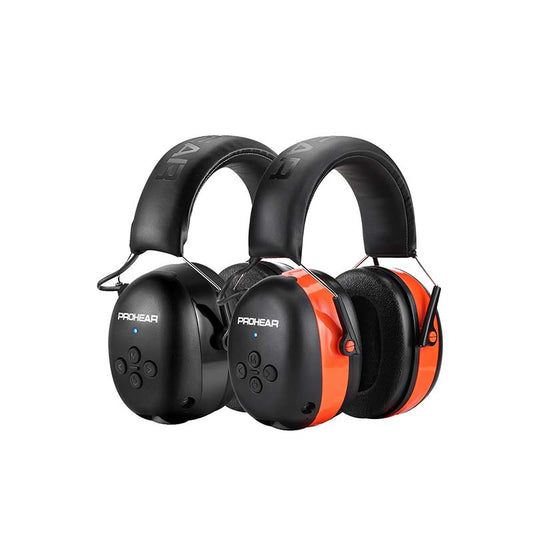 PROHEAR 037 2 Pack Bluetooth 5.0 Hearing Protection Earmuffs  with Rechargeable - Black and Orange