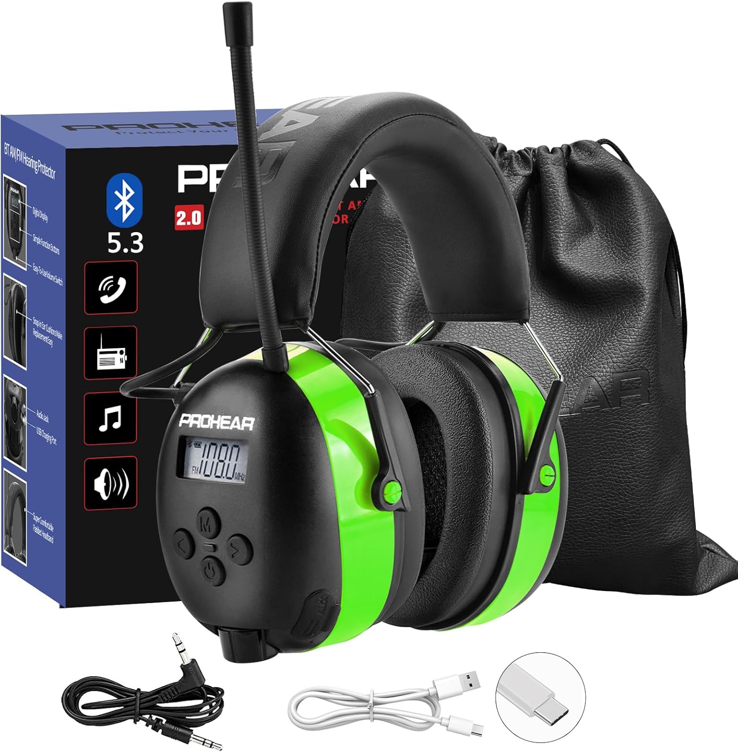 30dB Bluetooth Hearing Protection Ear Muffs Headphones with FM Digital Radio US 30dB Bluetooth Hearing Protection Ear Muffs Headphones with FM Digital Radio US