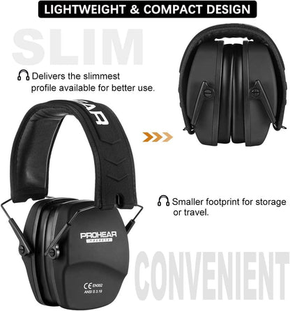 PROHEAR 016 Ear Protection Safety Earmuffs for Shooting - Black