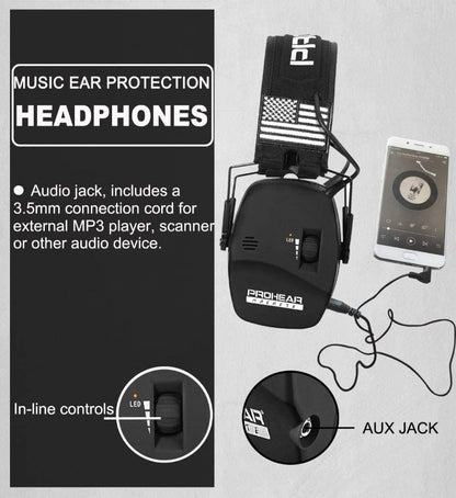 PROHEAR 030 Digital Electronic Shooting Ear Protection Sound Amplification Earmuffs, Black