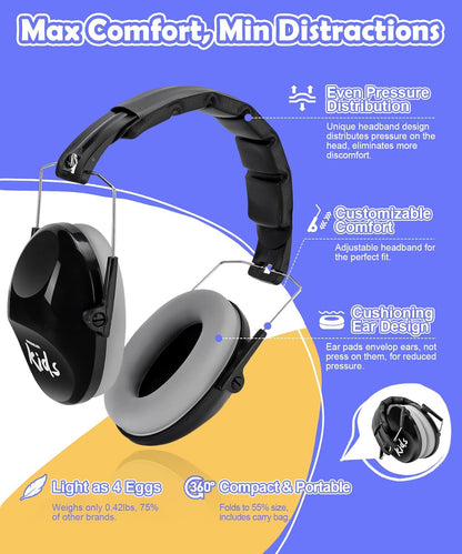 PROHEAR 032 2.0 Noise Cancelling Headphones for Kids - Black