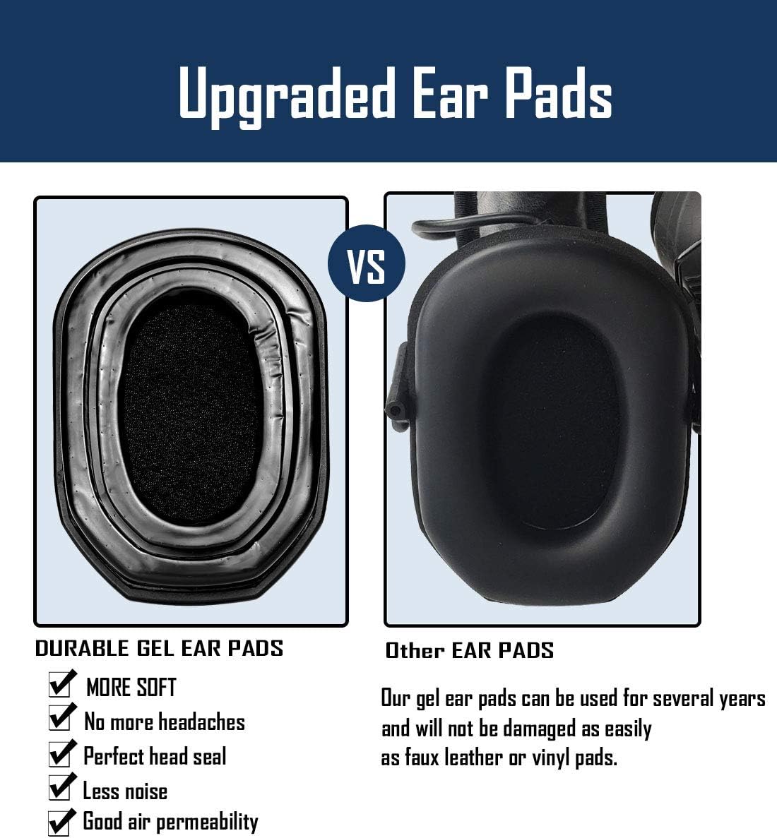 PROHEAR GEP03 Upgraded Gel Ear Pads for Walker's Razor Earmuffs