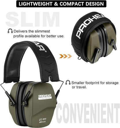 PROHEAR 016 Shooting Ear Protection Earmuffs 2 Pack - Black+Green