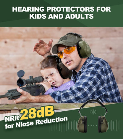 PROHEAR 038 Shooting Ear Protection Earmuffs for Kids & Adults - Suitable for Hunting, Woodworking, Snow Blowing(Green)