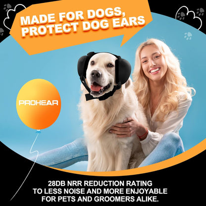 PROHEAR Dog Ear Muffs: NRR 28dB Noise Cancelling Hearing Protection for Dogs, Small Size, Black