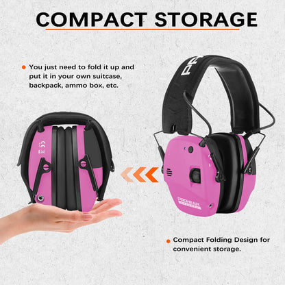 PROHEAR 030 Bluetooth 5.0 Electronic Shooting Ear Protection Earmuffs - Pink