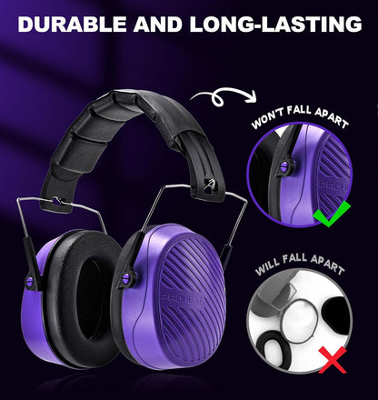 PROHEAR EM038 Compact Foldable Headset for Shooting Construction Power Tools, Purple