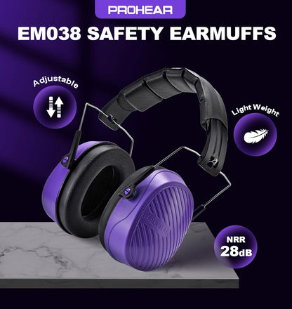 PROHEAR EM038 Compact Foldable Headset for Shooting Construction Power Tools, Purple