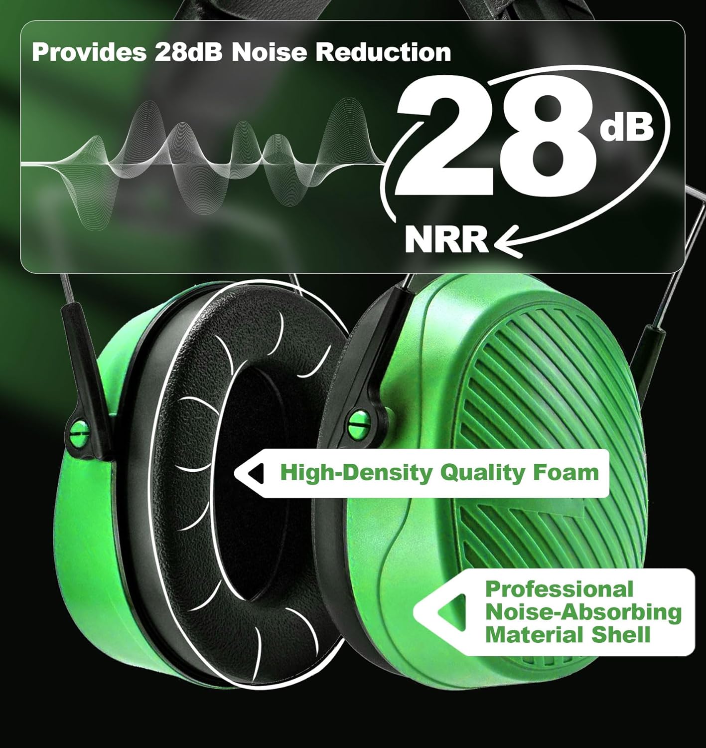 PROHEAR EM038  Noise Reduction Passive Hearing Protector, Green