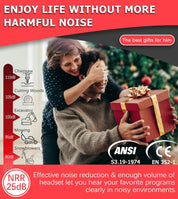 PROHEAR 037 Bluetooth 5.3 Hearing Protection Headphones with Rechargeable 1500mAh Battery, 30dB SNR Safety Noise Reduction Ear Muffs 120H Playtime for Mowing, Workshops, Snowblowing