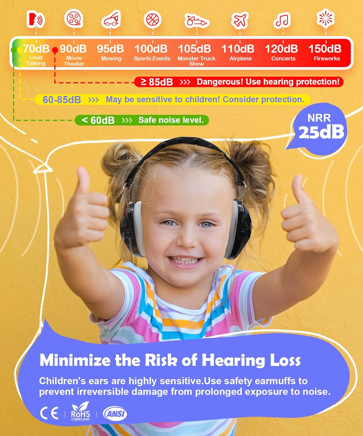 PROHEAR 032 2.0 Noise Cancelling Headphones for Kids - Black