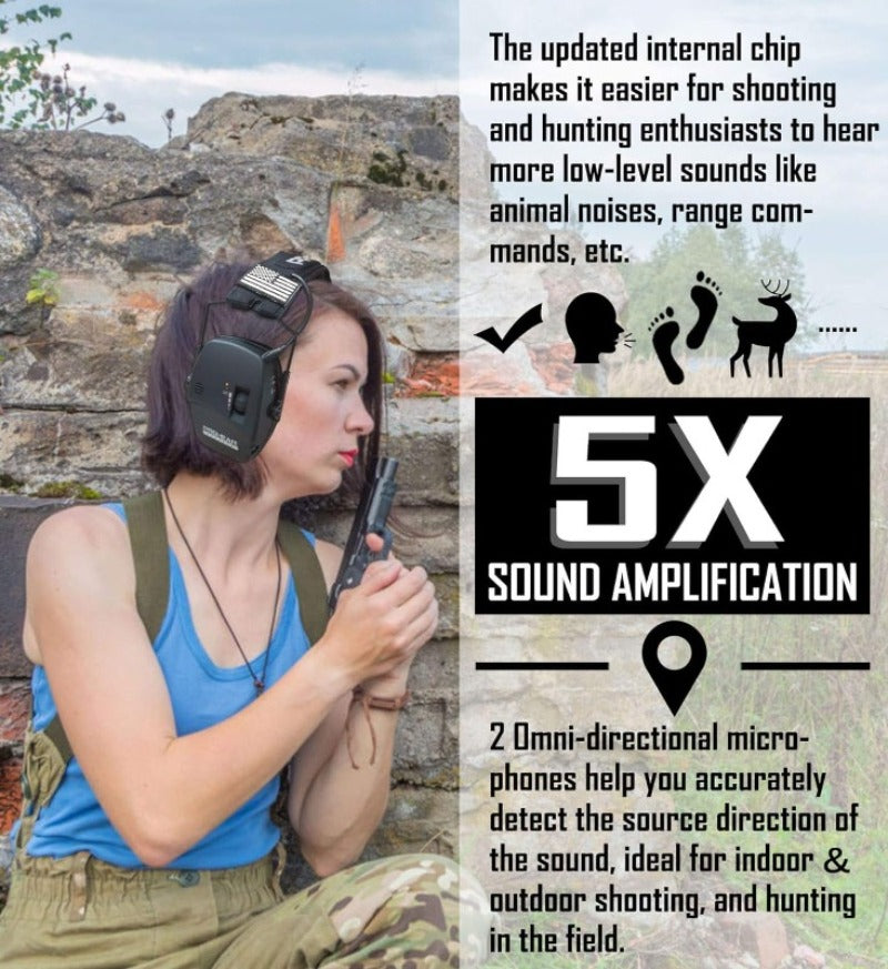 PROHEAR 030 Digital Electronic Shooting Ear Protection Sound Amplification Earmuffs, Black